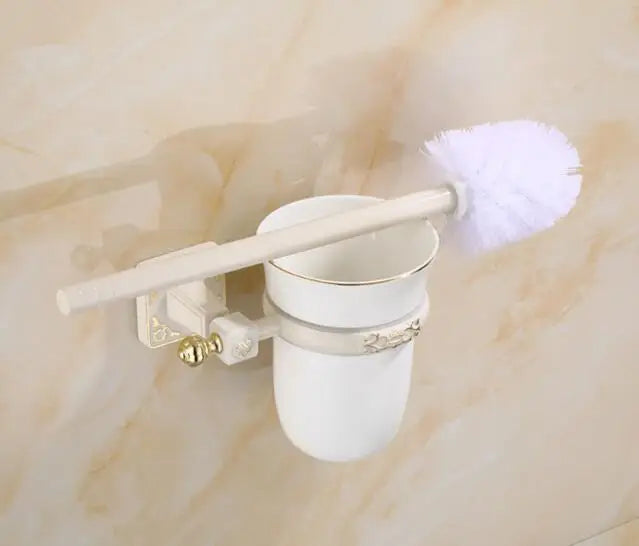 porte brosse wc bronze ornements floraux brosse aluminium pot rangement classique plaque noir