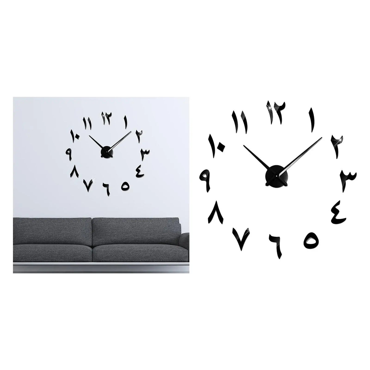 horloge murale décorative argentée moderne grande taille diy adhésive chambre salon