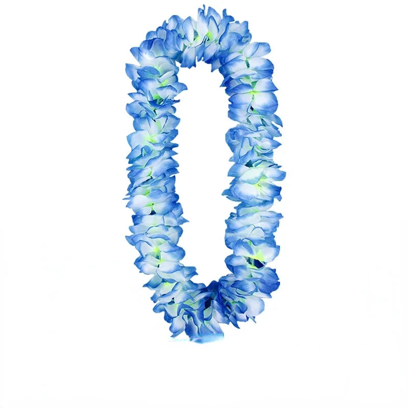 collier fleurs artificielles plumeria bleu blanc traditionnel extérieur décoration maison anniversaire festives