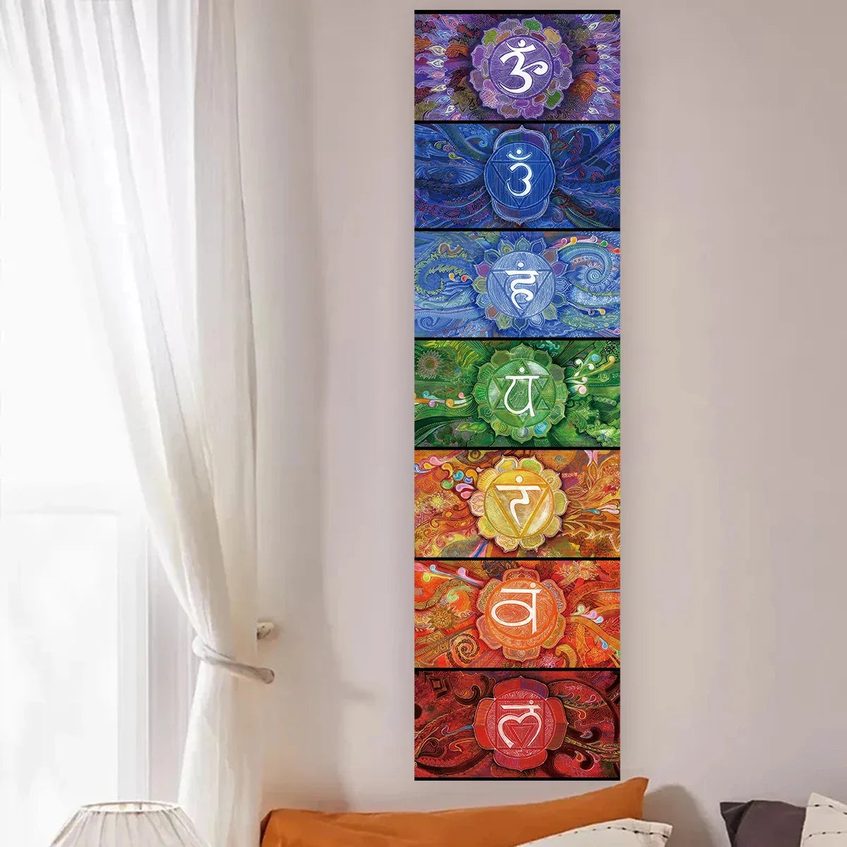 tableau mural multicolore mandala symboles religieux spirituel opaque sans fixation 150cm 40cm
