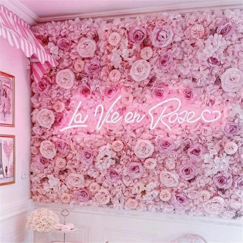 panneau décoratif fleurs artificielles rose blanc lavande mariage décoration murale moderne élégante grande taille