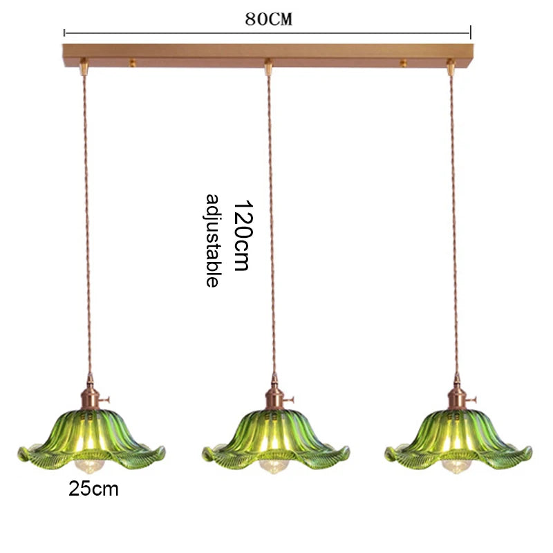 Suspension lumineuse vert rayées ampoule chaîne corde vintage rétro blanc doré