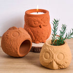 silicone moule chouette bougie plante deco intérieur artisanal blanc terre cuite plumes rustique bohème