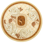 tapis table rond polyestère résistant chaleur décoration intérieure extérieure blanc vert fleurs feuilles papillons