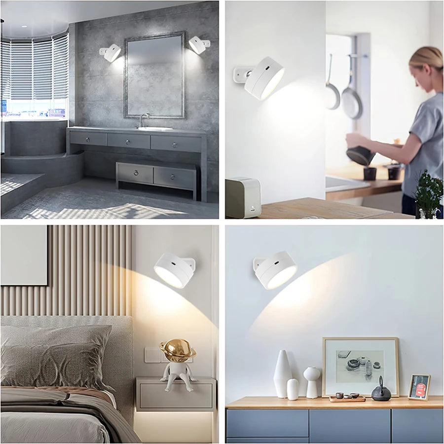 Lampe murale LED moderne rechargeable télécommande noir blanc rond minimaliste