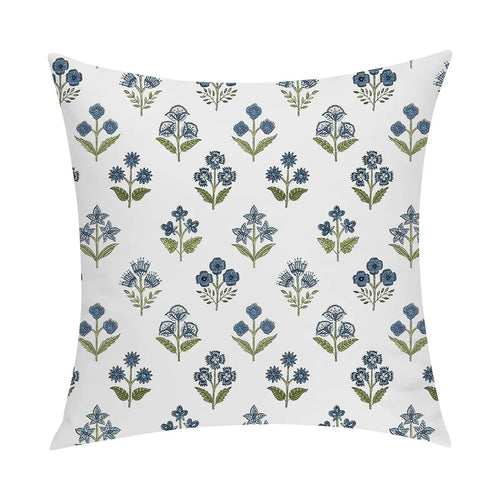 housse coussin moderne motif floral bleu vert imperméable résistante taches 45x45cm usage extérieur intérieur