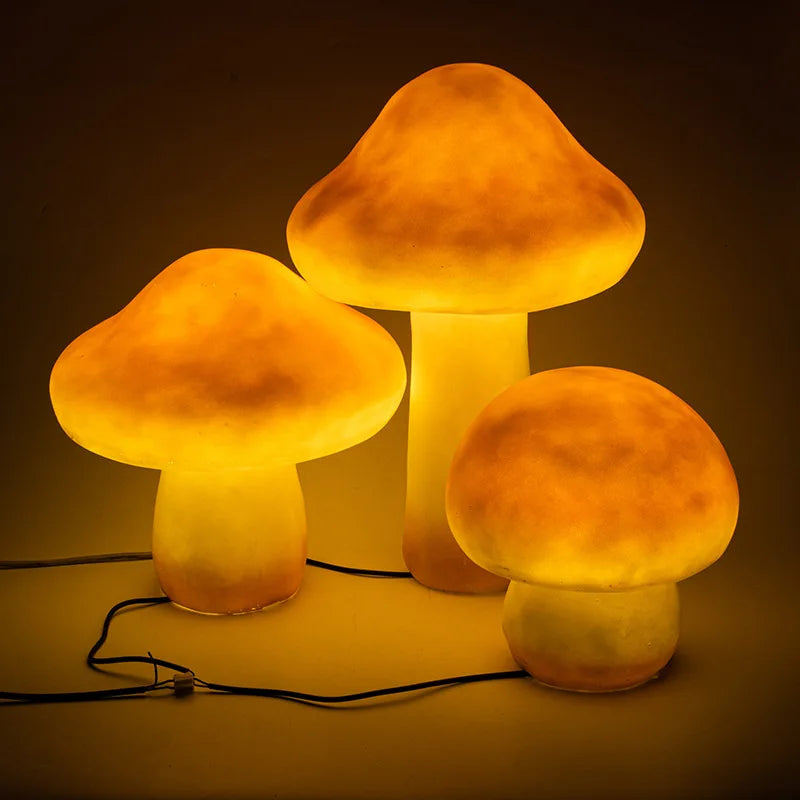 lampe champignon moderne orange blanc extérieur jardin ip65 led flux lumineux bas autonomie cale