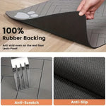 tapis absorbant animaux gris rayures moderne antidérapant lavable deux bols