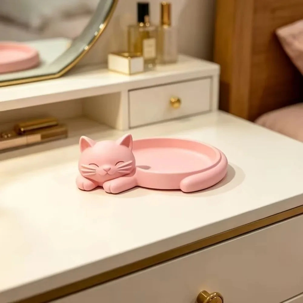 support bijoux chat forme moderne rose blanc doux mignon rangement boîte bijoux contenant bague