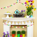 guirlande décorative fleurs pompons coton bannière motifs floraux festive enfantine suspension fil