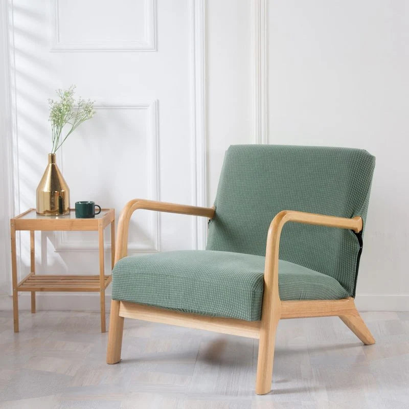 housse fauteuil moderne tissu carreaux beige rouge gris extensible polyester lavable echangetable