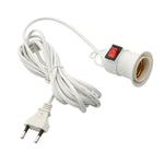 socle lampe e27 interrupteur blanc moderne câble prise eu 2m 4m blanc lisse opaquet