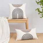coussin moderne couverture 45x45cm gris blanc motif géométrique circulaire lavable décoration canapé nordique