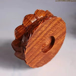 support bois sculpté bouddha fleurs artisanal marron clair étagère décoration maison trépied