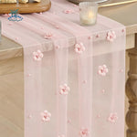 nappe tulle transparente motif floral 3d rose bleu vert blanc festive mariage