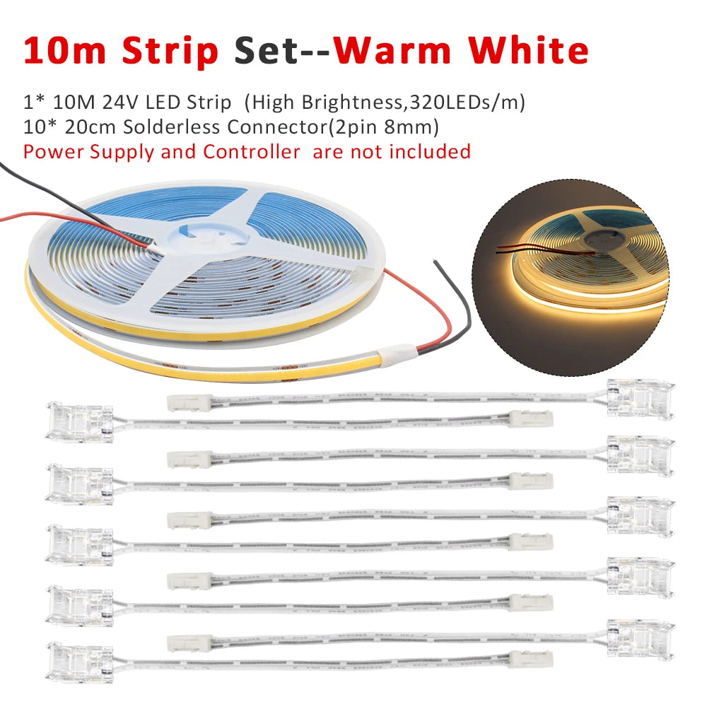 bande led cob 24v blanc chaud naturel froid 3000k 4000k 6000k moderne automatique capteur