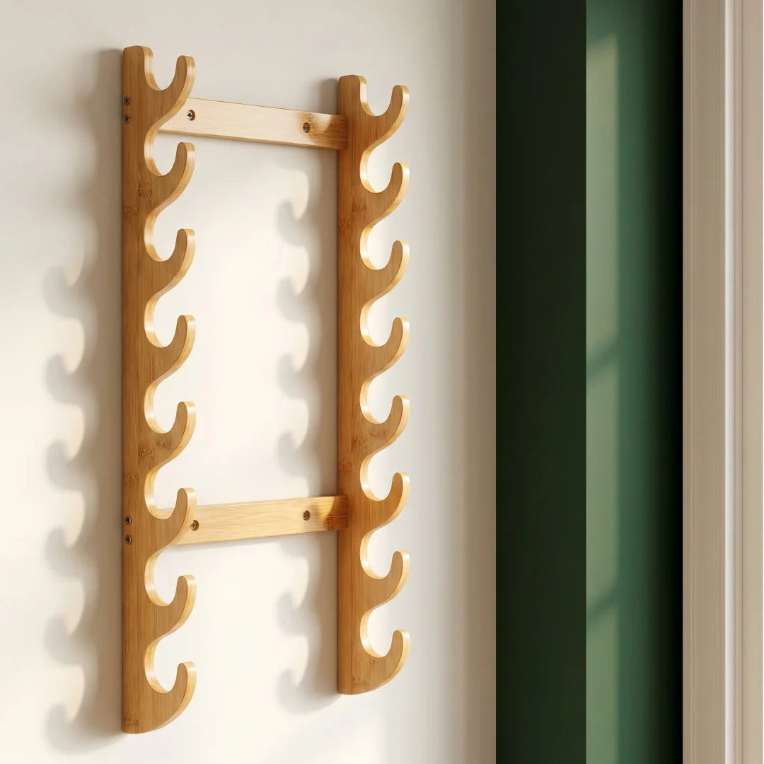 support mur épées sabres katanas japonais traditionnels deco épingle bois clips marronclair