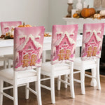 Set de 4 housses de chaise Noël pain d'épice blanc 45x55cm