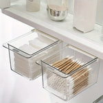 boîtes rangement transparentes modernes adhésives réutilisables coton tiges coton masques beauté salle bain