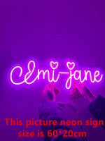 enseigne néon led personnalisée lumineuse décoration murale salon chambre cadeau nom texte mesure