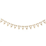 guirlande décorative jute 15 fanions 13cmx18cm 35m total mariage anniversaire révélation sexe rustic