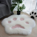 tapis blanc rose pâle motif pattes chat doux fourré acrylique daim moderne chambre maison