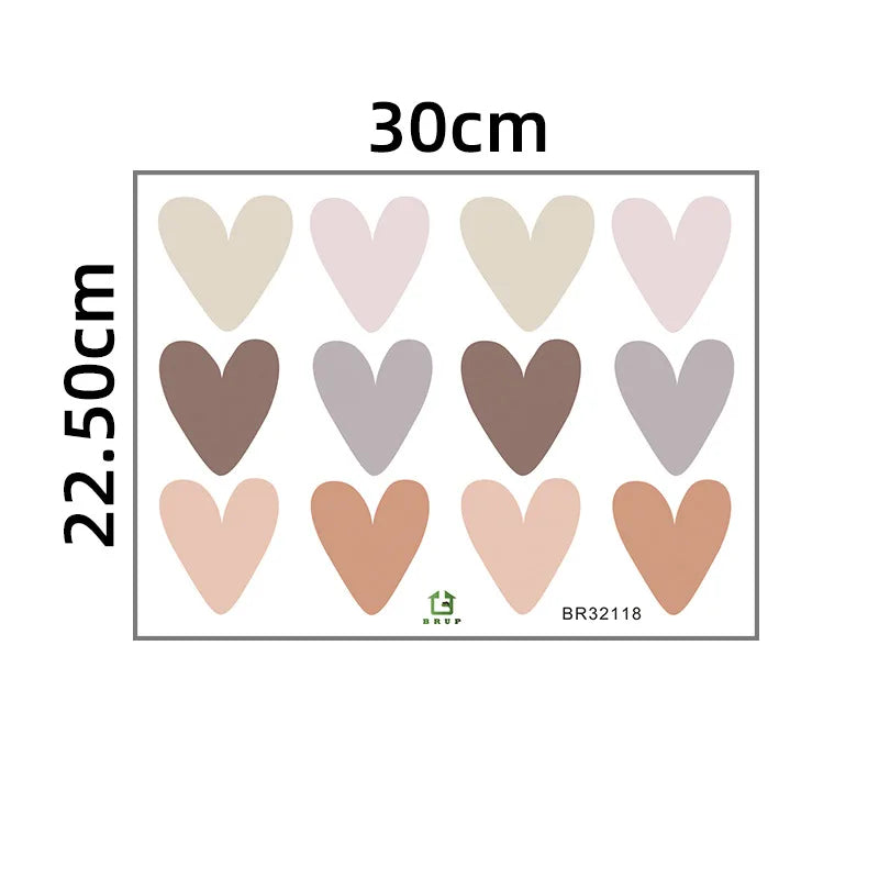 stickers muraux coeurs beige rose gris brun modernes adhésifs chambre enfants fonds écran