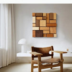 décoration murale bois assemblage moderne tableaux rectangulaires couleurs variéesintérieur minimaliste