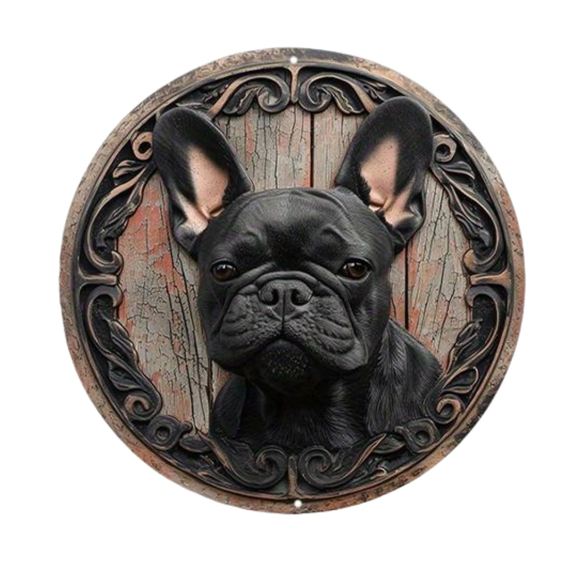 décoration murale plaque chiens relief artisanal clips métalliques couleur marron noir