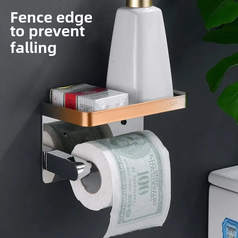 porte rouleau papier toilette acier inoxydable argenté moderne adhésif sans perçage double rouleau support