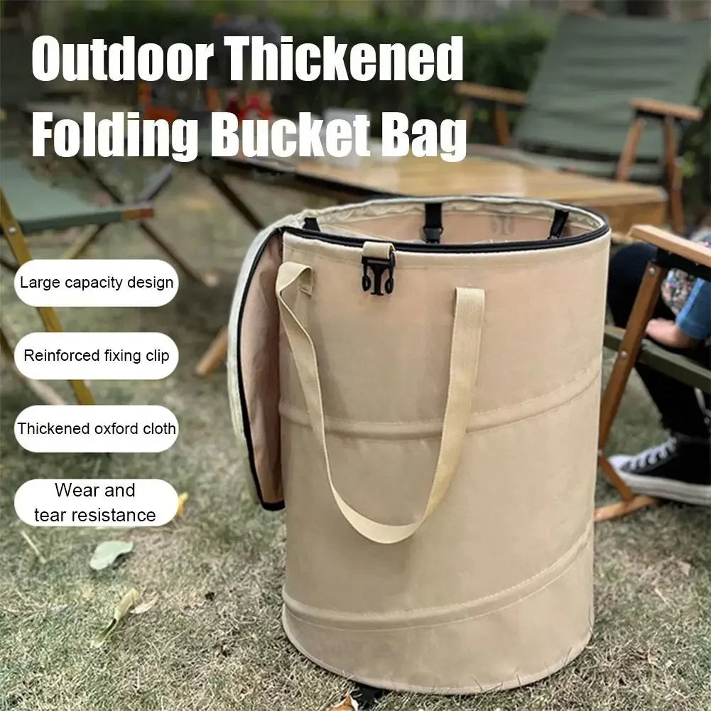 Sac pliable poubelle khaki noir vert pratique clips renforcés toile robusteextérieur camping jardin