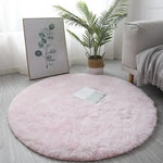 tapis rond moderne gris clair gris foncé doux uni fourré salon chambre bébé