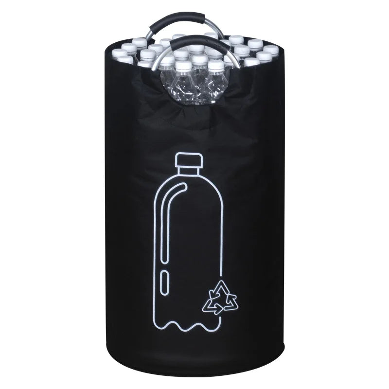 sac rangement pliable bouteilles recyclage 82l 115l moderne pratique poignées métalliques opaques illustration recyclable