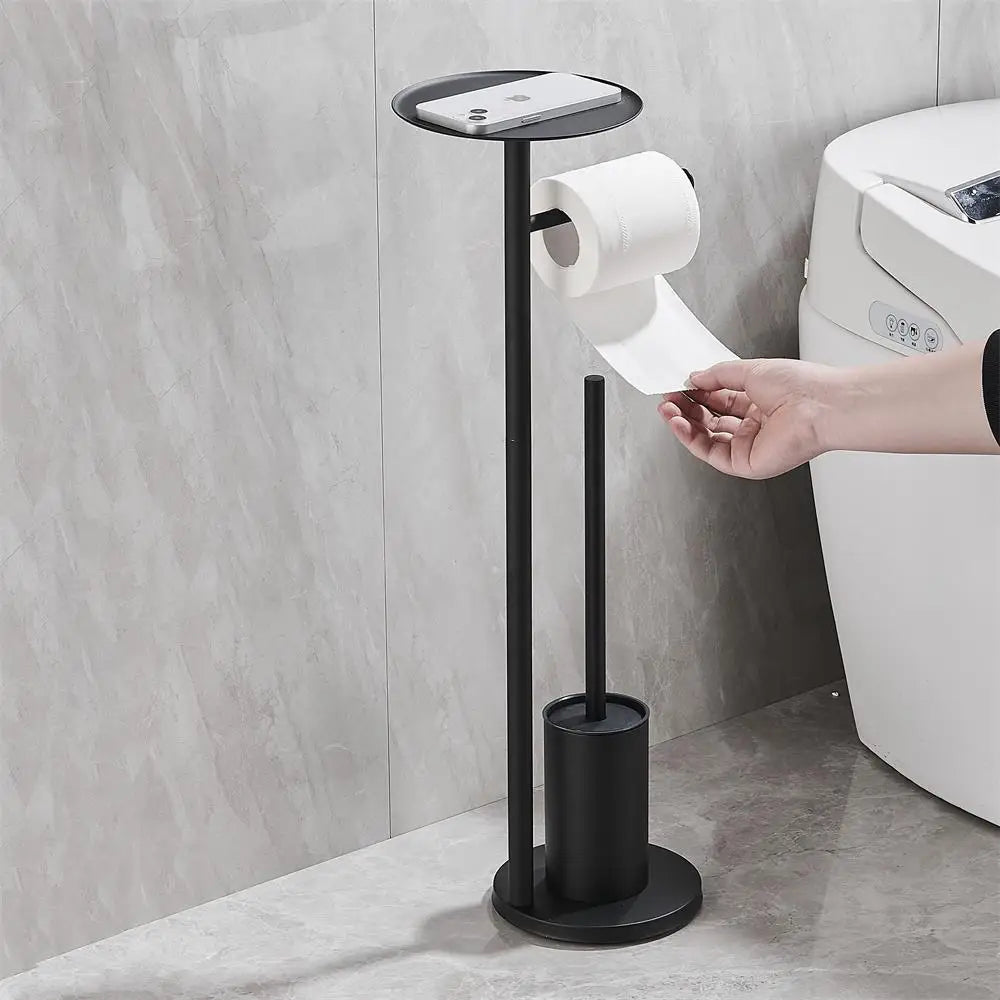 Support papier toilette multifonctionnel moderne acier inoxydable noir durable porte brosse wc papier toilette