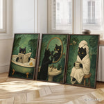 tableau decoratif chat noir salle bain deco humoristique ecofriendly fade resistant glossy canvas erotique