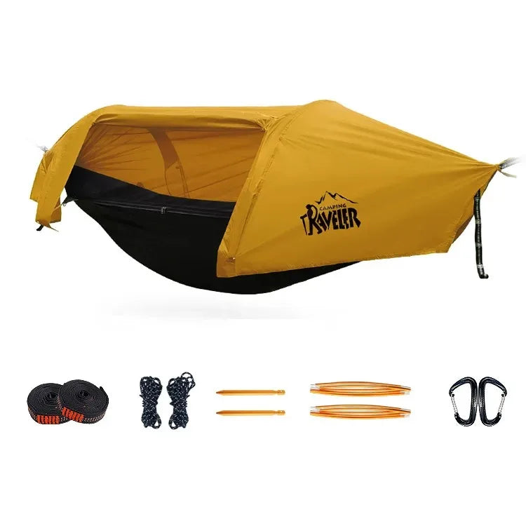 hamac jaune moderne sac rangement crochet anti pluie imperméable solo camping