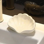 assiette savon coquillage moderne rose clair blanc salle bain rangement plateau opacité