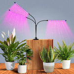 lampe led plante noire controle luminosite bouton alimentation bras flexibles clips moderne