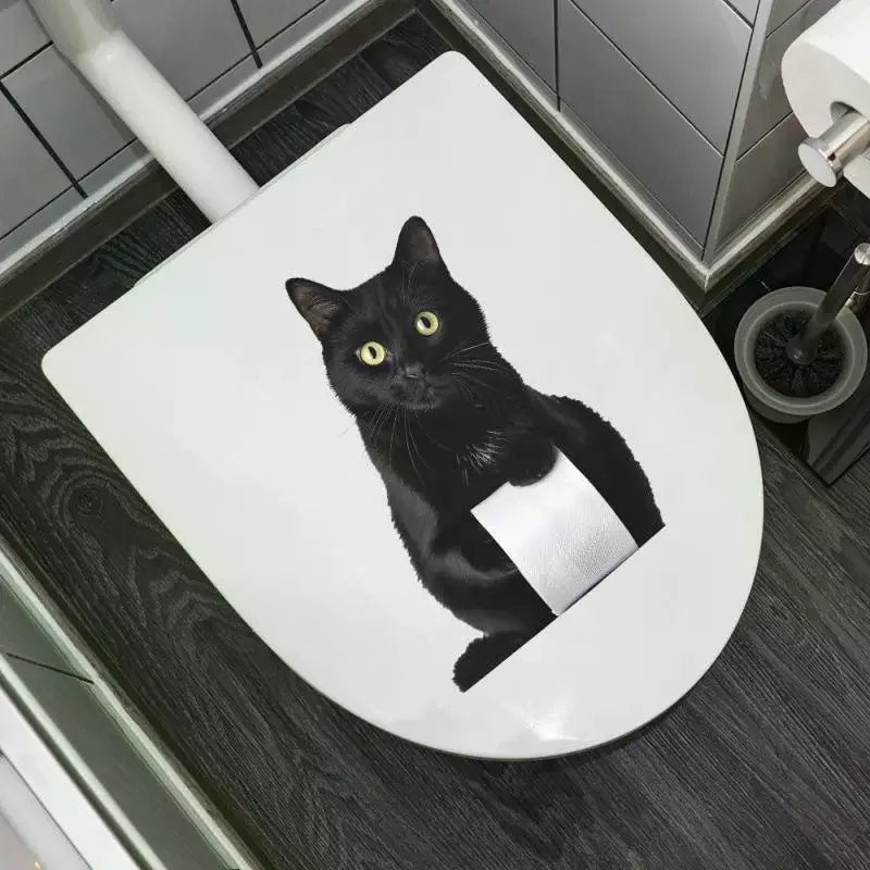 sticker mural moderne chat noir humour adhésif pvc salle bain décoration noire blanche erotique