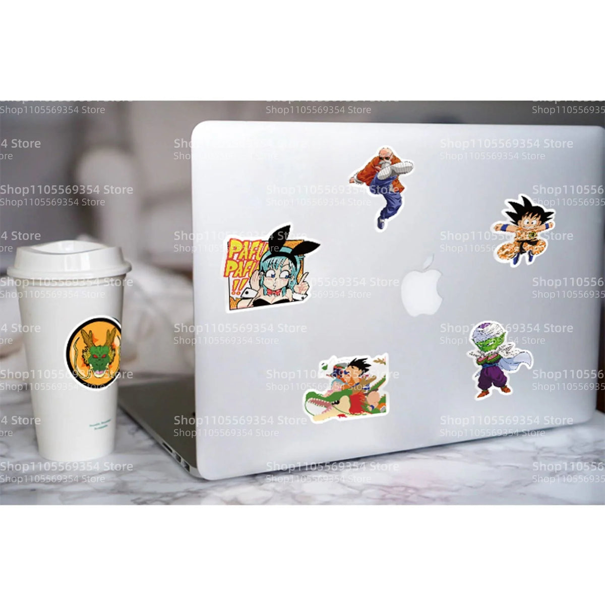 stickers dragon ball personnages occasion fete papier anime orange noir bleu blanc 100pcs