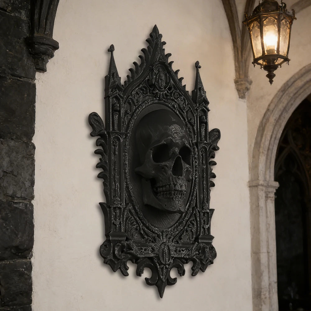 cadre mural gothique crâne ornements noirs décoration murale sculpté rétro obscurité
