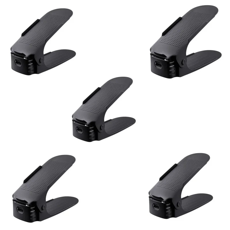 support chaussures noir moderne clips texture rugueuse rangement chaussures pliable organisateur double couche