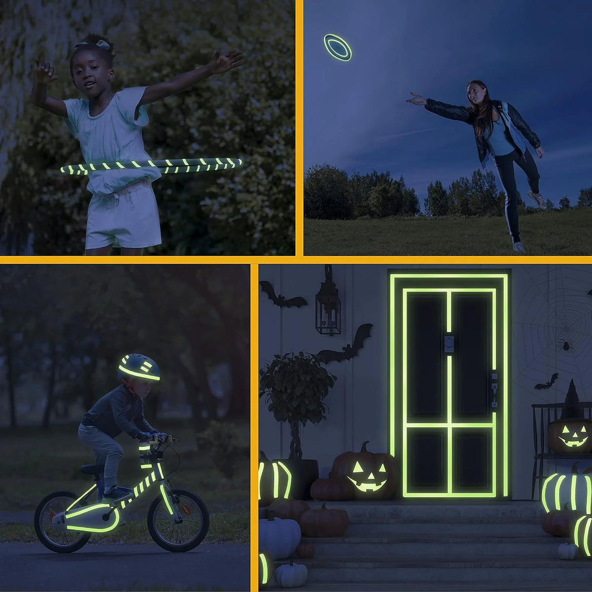ruban phosphorescent adhésif vert clair sécurité nuit escalier application multiple camping