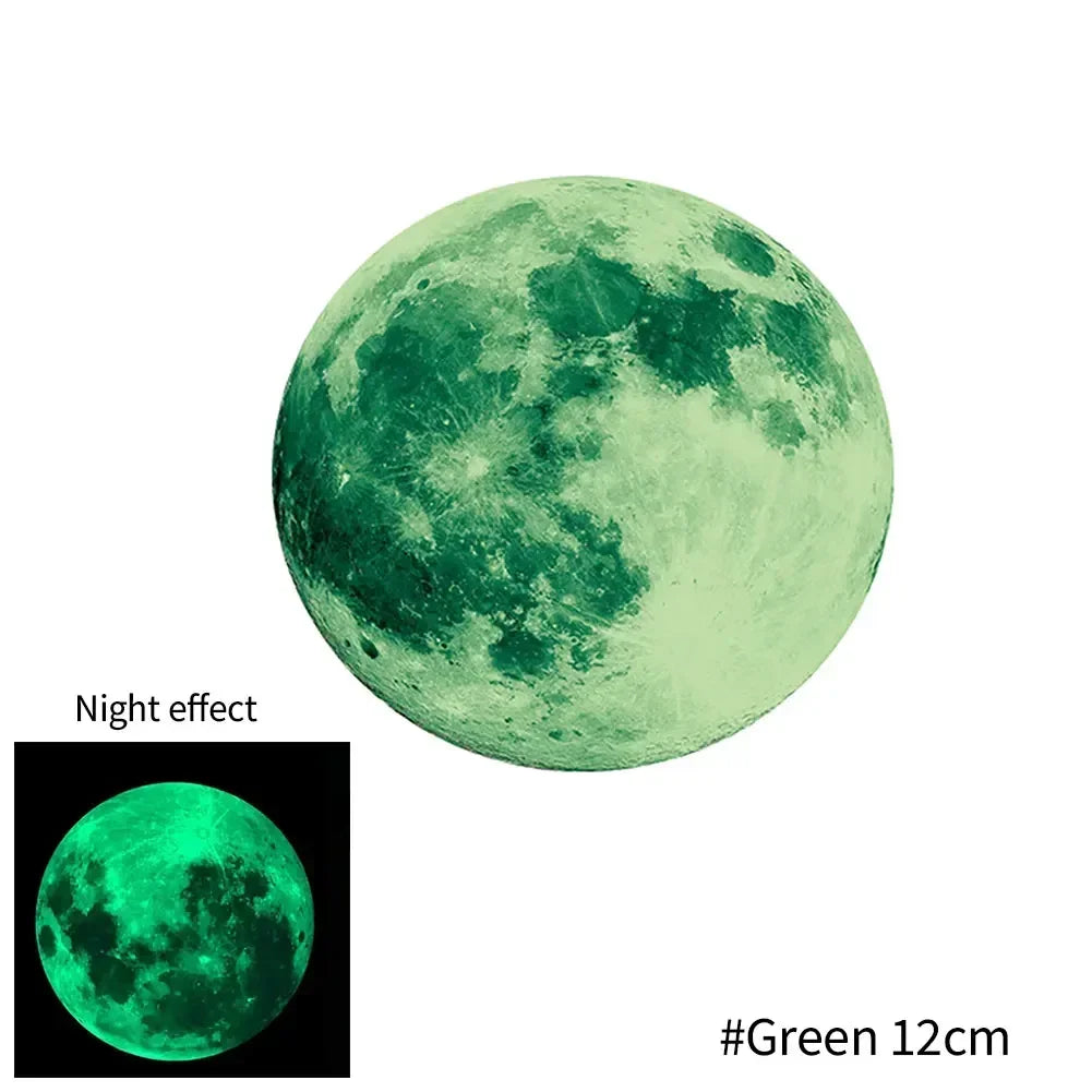 sticker mural lumineux lune étoiles bleu vert rose chambre enfants décoration maison moderne adhésif