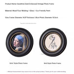 cadre photo ovale vintage noir doré bordure texturée transparent décoration murale farmhouse calligraphie oiseauportrait