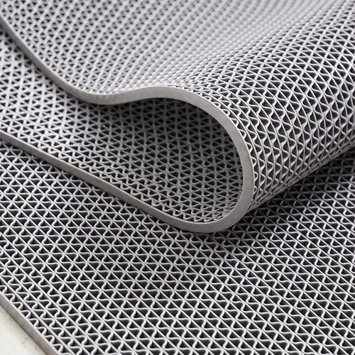 tapis sol salle bain antidérapant moderne perforé résistant l'eau gris bleu rouge