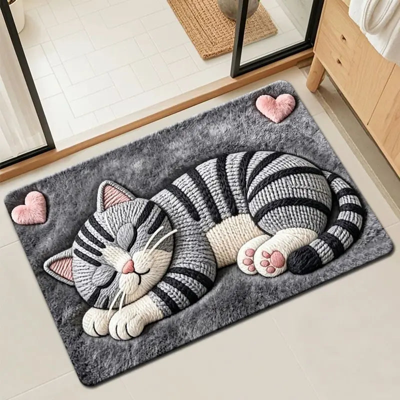 tapis bain doux antidérapant motif animaux mignons décoration chambre salon maison coton polyester