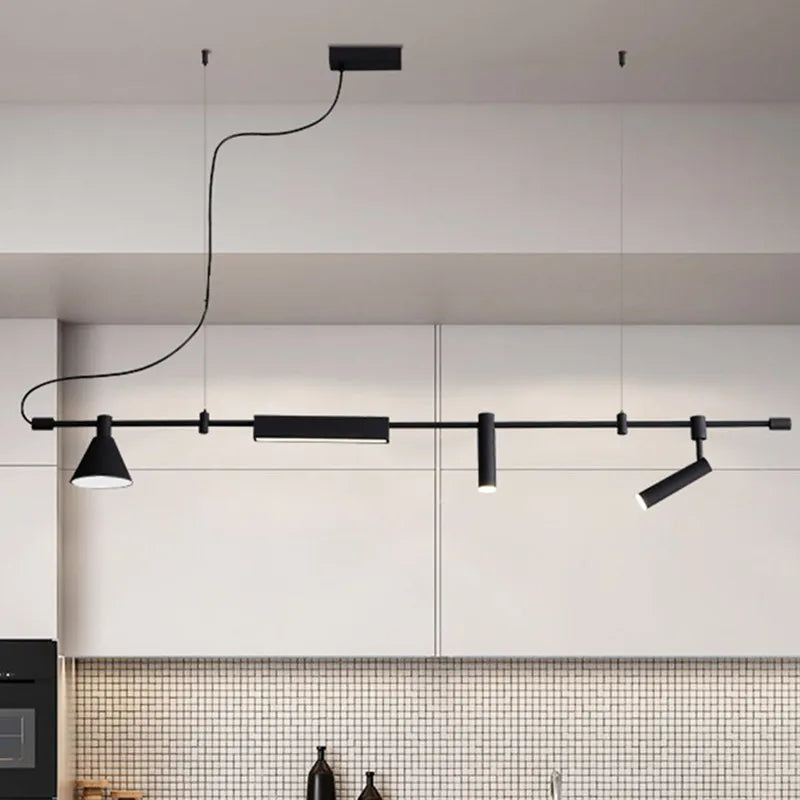 Suspension lumineuse moderne noir mat câble suspendu ampoules 115cm 150cm 180cm