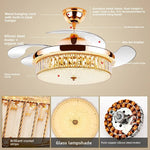 ventilateur cristal led lumineuses modernes télécommande or scintillant 42pouces