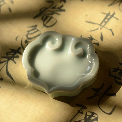 Plateau à encre Ruyi en céramique rose pour calligraphie sur bureau